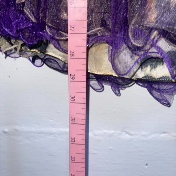 Night Scene Strapless Purple Leopard Print Party Dress M Tulle Beaded Fairy - Picture 10 of 10